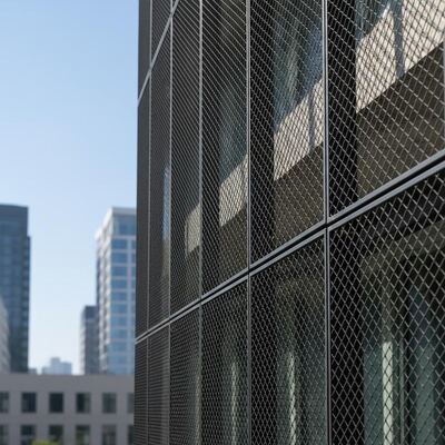 Zwarte mesh bekleding panelen Draad scherm Architectonische constructie gevels